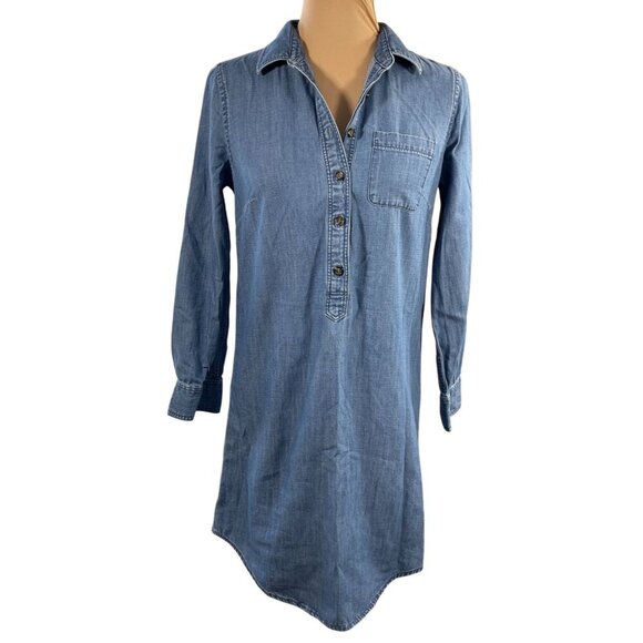 J. Crew Factory Dresses & Skirts - J. Crew Factory Chambray Shirt Dress Denim Blue Size XS Extra Small Cotton